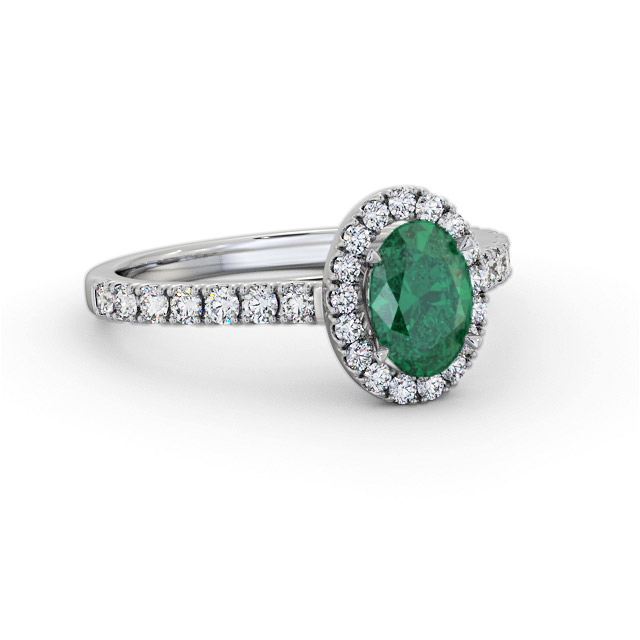 Halo Emerald and Diamond 1.25ct Ring 18K White Gold - Kaniya GEM74_WG_EM_FLAT