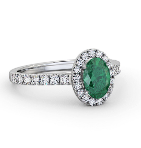 Halo Emerald and Diamond 1.25ct Ring 18K White Gold GEM74_WG_EM_THUMB1
