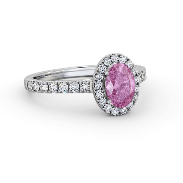 Halo Pink Sapphire and Diamond 1.50ct Ring 18K White Gold - Kaniya GEM74_WG_PS_FLAT