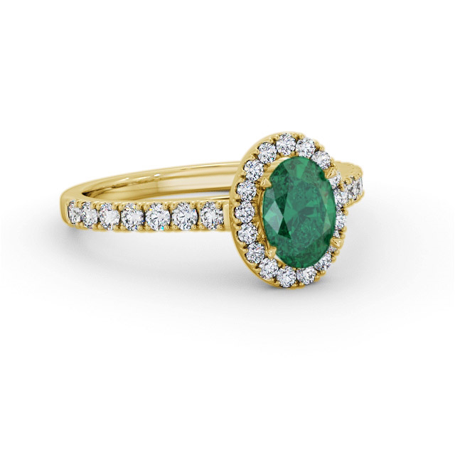 Halo Emerald and Diamond 1.25ct Ring 9K Yellow Gold - Kaniya GEM74_YG_EM_FLAT