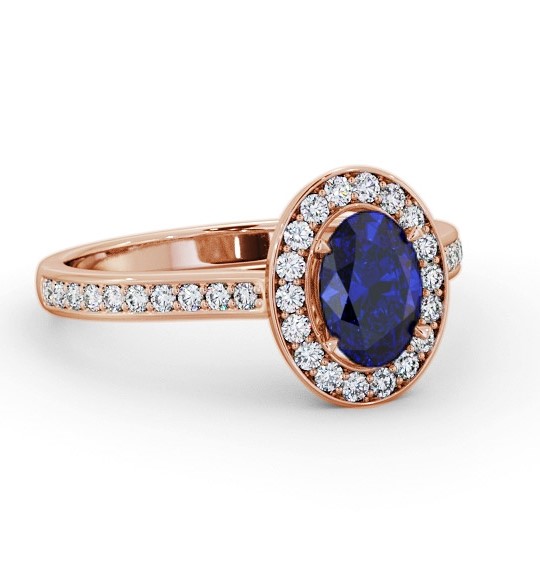 Halo Blue Sapphire and Diamond 1.35ct Ring 18K Rose Gold GEM75_RG_BS_THUMB1