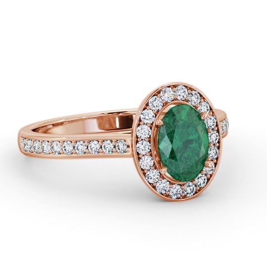 Halo Emerald and Diamond 1.10ct Ring 18K Rose Gold GEM75_RG_EM_THUMB1