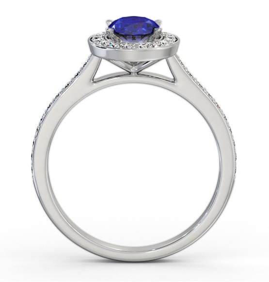 Halo Blue Sapphire and Diamond 1.35ct Ring 18K White Gold GEM75_WG_BS_THUMB1 
