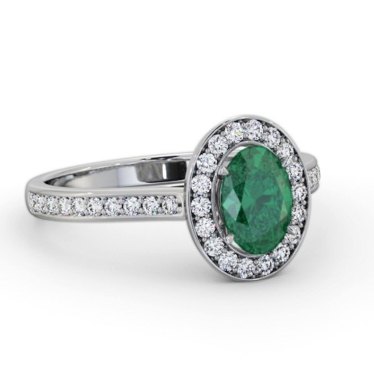 Halo Emerald and Diamond 1.10ct Ring 18K White Gold GEM75_WG_EM_THUMB1