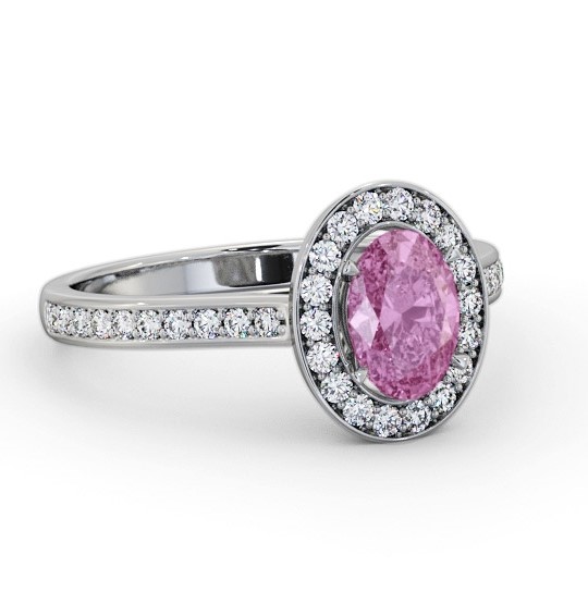 Halo Pink Sapphire and Diamond 1.35ct Ring 18K White Gold GEM75_WG_PS_THUMB1