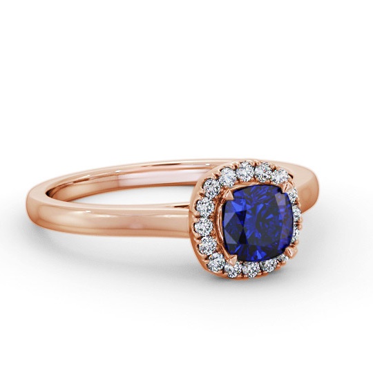 Halo Blue Sapphire and Diamond 0.90ct Ring 18K Rose Gold GEM76_RG_BS_THUMB1