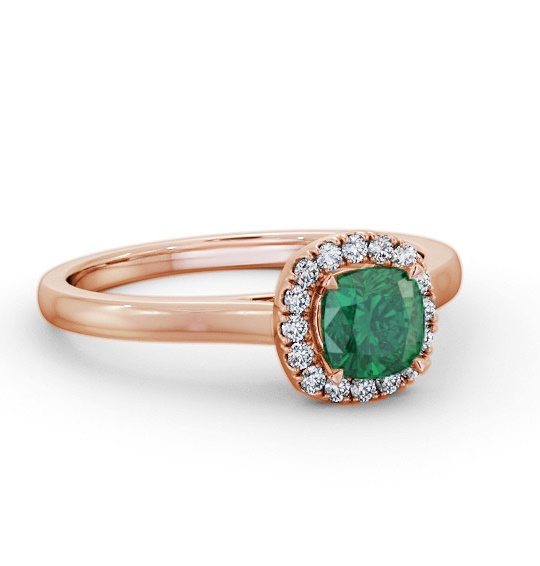 Halo Emerald and Diamond 0.75ct Ring 18K Rose Gold GEM76_RG_EM_THUMB1