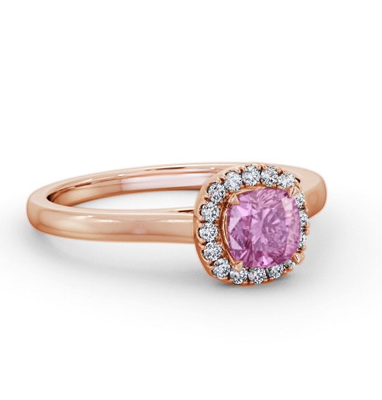 Halo Pink Sapphire and Diamond 0.90ct Ring 18K Rose Gold GEM76_RG_PS_THUMB1