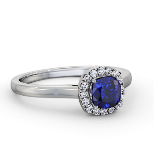 Halo Blue Sapphire and Diamond 0.90ct Ring 18K White Gold GEM76_WG_BS_THUMB1