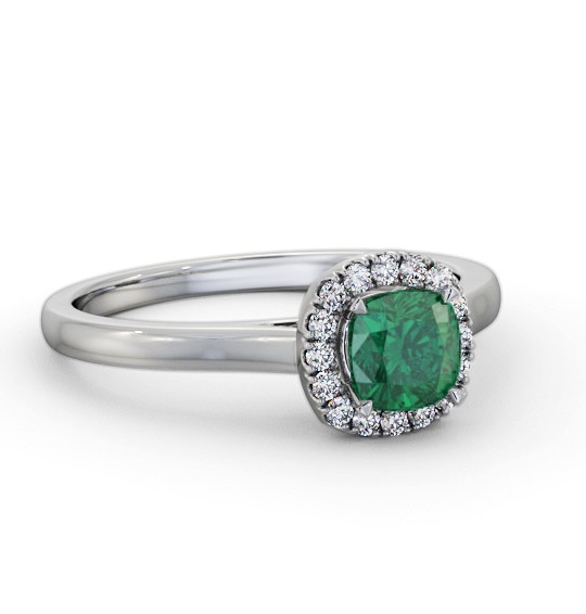 Halo Emerald and Diamond 0.75ct Ring 18K White Gold GEM76_WG_EM_THUMB1