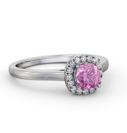 Halo Pink Sapphire and Diamond 0.90ct Ring 18K White Gold GEM76_WG_PS_THUMB1