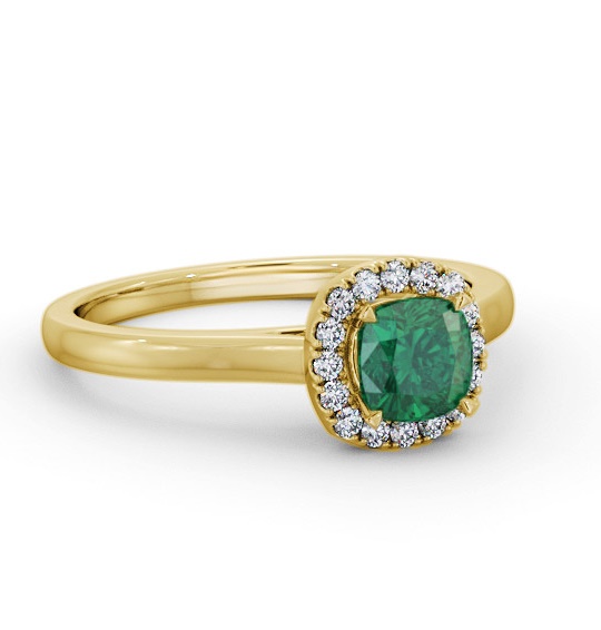 Halo Emerald and Diamond 0.75ct Ring 18K Yellow Gold GEM76_YG_EM_THUMB1