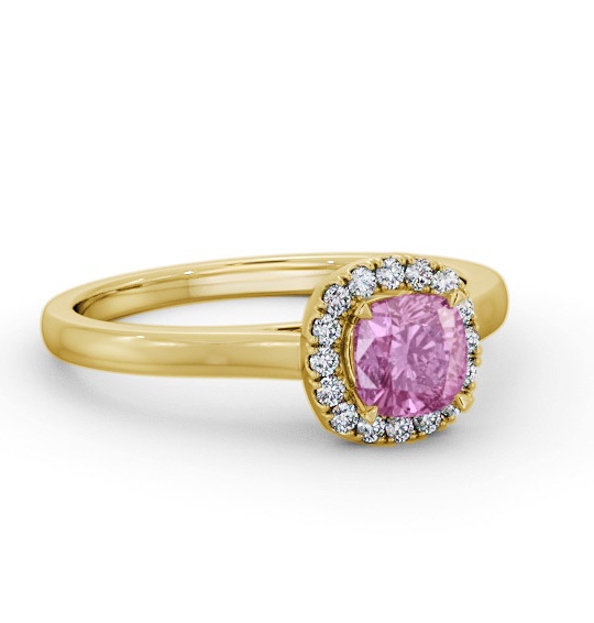 Halo Pink Sapphire and Diamond 0.90ct Ring 9K Yellow Gold GEM76_YG_PS_THUMB1