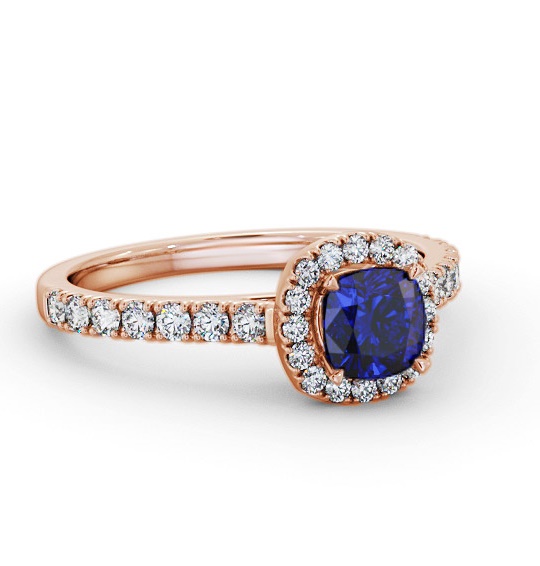 Halo Blue Sapphire and Diamond 1.20ct Ring 9K Rose Gold GEM77_RG_BS_THUMB1