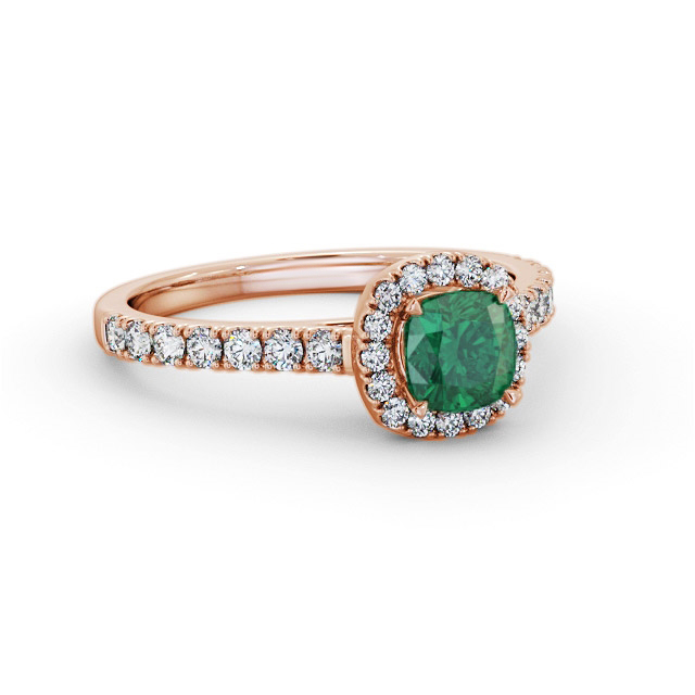 Halo Emerald and Diamond 1.05ct Ring 9K Rose Gold - Laven GEM77_RG_EM_FLAT