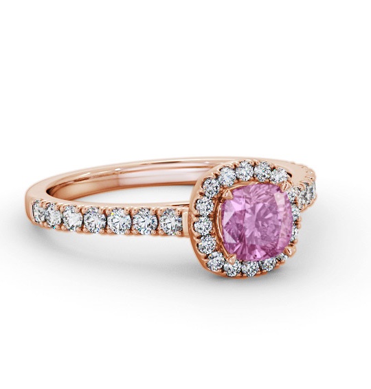 Halo Pink Sapphire and Diamond 1.20ct Ring 18K Rose Gold GEM77_RG_PS_THUMB1