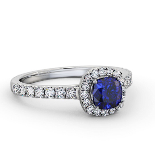 Halo Blue Sapphire and Diamond 1.20ct Ring 9K White Gold GEM77_WG_BS_THUMB2 