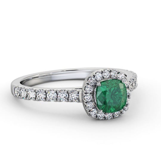 Halo Emerald and Diamond 1.05ct Ring Platinum GEM77_WG_EM_THUMB1
