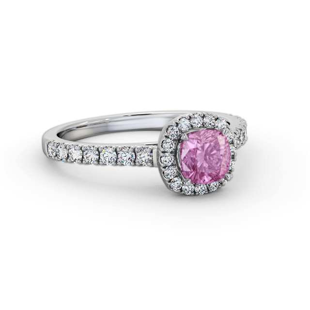Halo Pink Sapphire and Diamond 1.20ct Ring 18K White Gold - Laven GEM77_WG_PS_FLAT