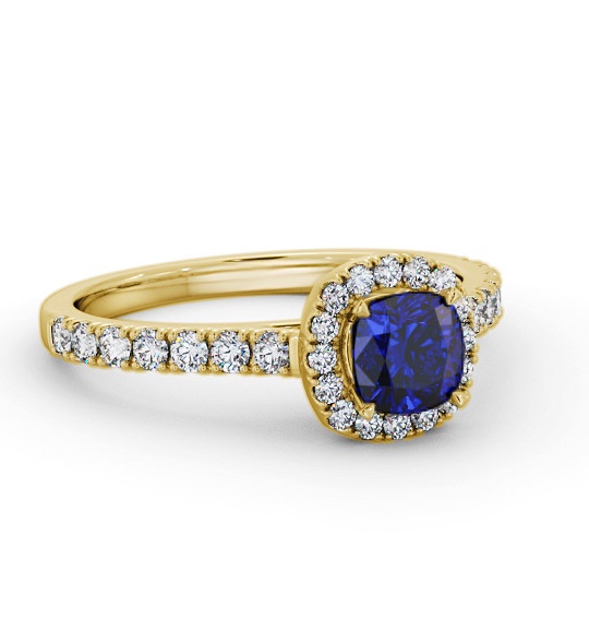 Halo Blue Sapphire and Diamond 1.20ct Ring 18K Yellow Gold GEM77_YG_BS_THUMB1