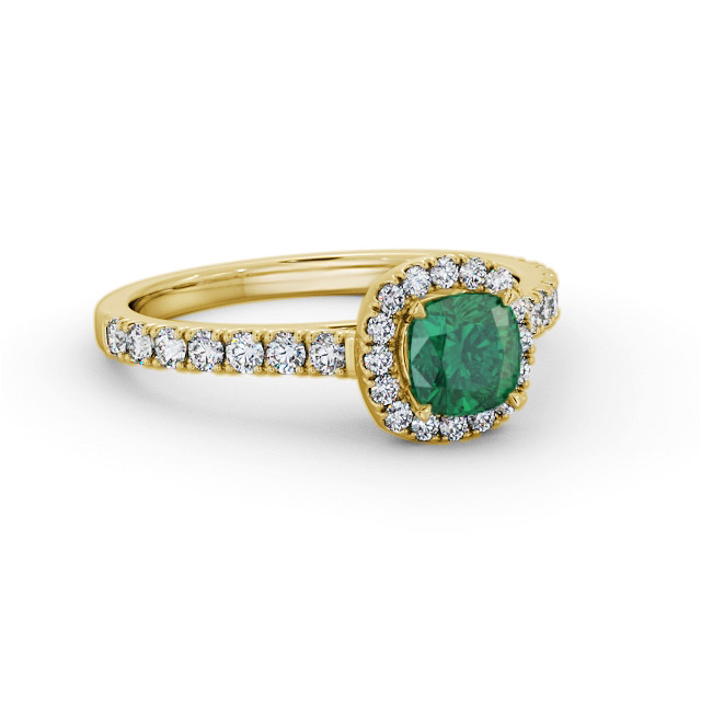 Halo Emerald and Diamond 1.05ct Ring 9K Yellow Gold - Laven GEM77_YG_EM_FLAT