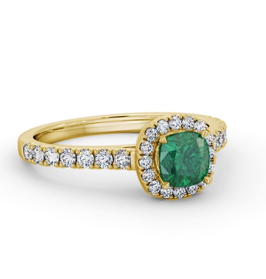 Halo Emerald and Diamond 1.05ct Ring 9K Yellow Gold GEM77_YG_EM_THUMB1