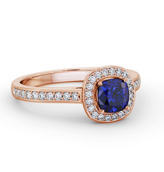 Halo Blue Sapphire and Diamond 1.05ct Ring 18K Rose Gold GEM78_RG_BS_THUMB1