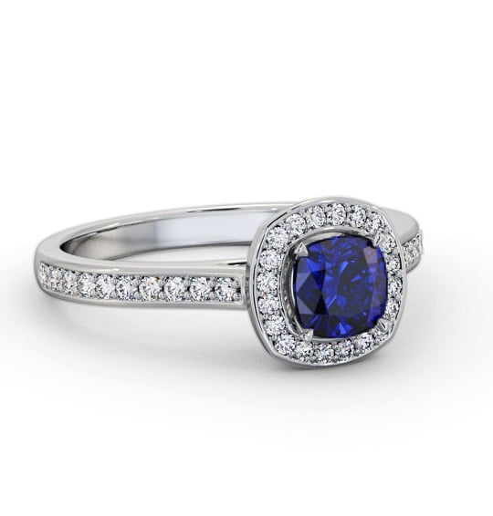 Halo Blue Sapphire and Diamond 1.05ct Ring 9K White Gold GEM78_WG_BS_THUMB2 