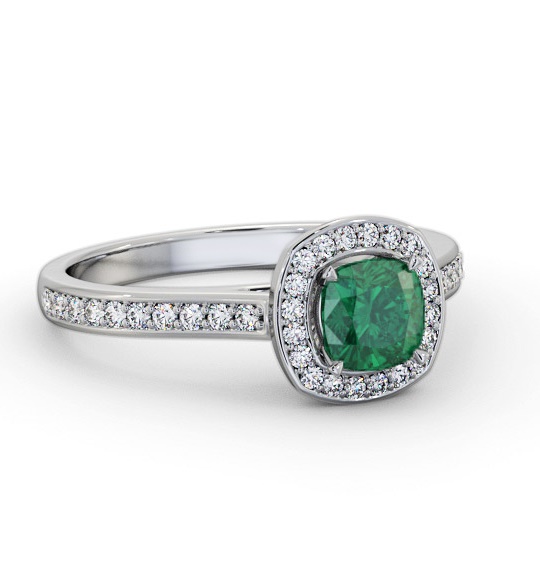 Halo Emerald and Diamond 0.90ct Ring 18K White Gold GEM78_WG_EM_THUMB1