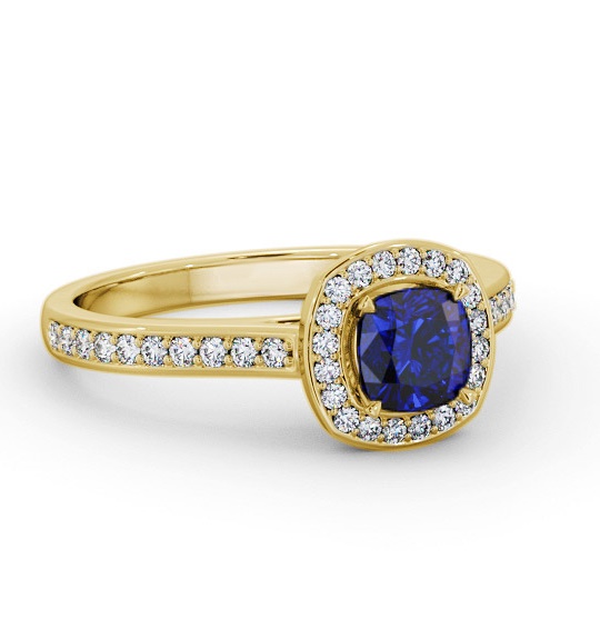 Halo Blue Sapphire and Diamond 1.05ct Ring 9K Yellow Gold GEM78_YG_BS_THUMB1