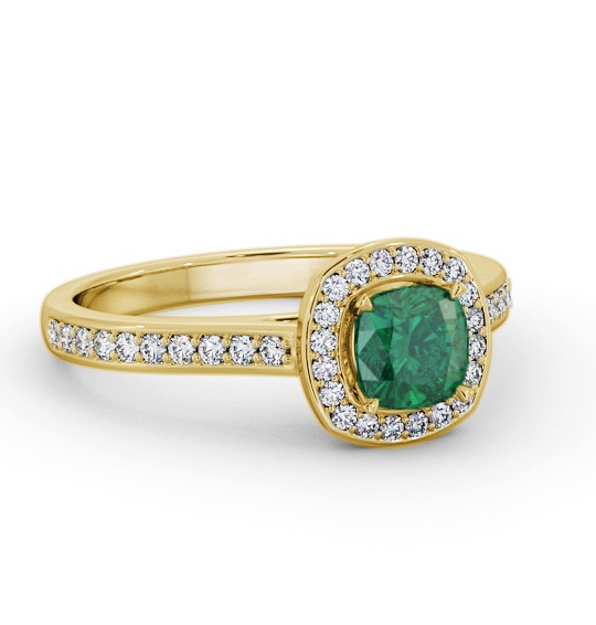 Halo Emerald and Diamond 0.90ct Ring 18K Yellow Gold GEM78_YG_EM_THUMB1