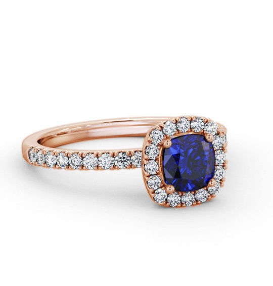 Halo Blue Sapphire and Diamond 1.45ct Ring 18K Rose Gold GEM79_RG_BS_THUMB1