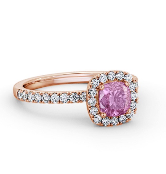 Halo Pink Sapphire and Diamond 1.45ct Ring 18K Rose Gold GEM79_RG_PS_THUMB1