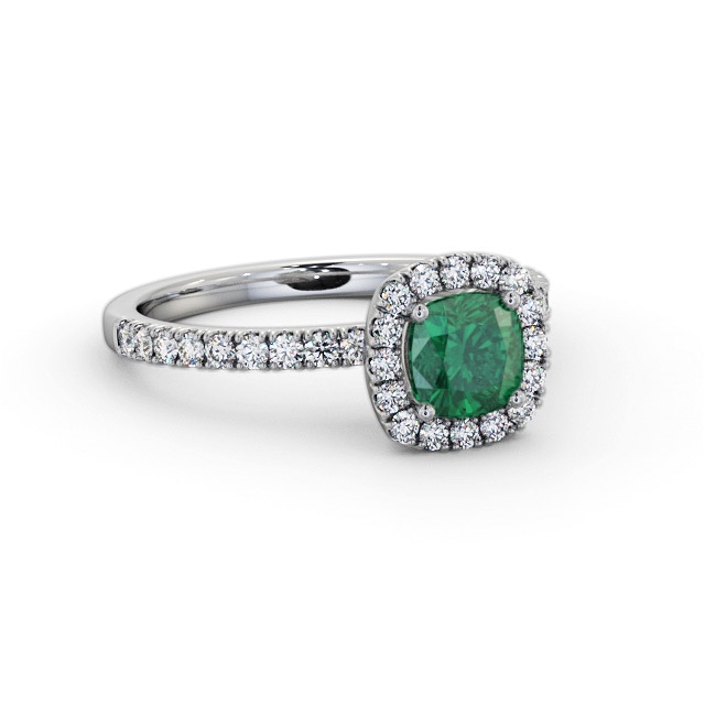 Halo Emerald and Diamond 1.20ct Ring 18K White Gold - Chaslin GEM79_WG_EM_FLAT