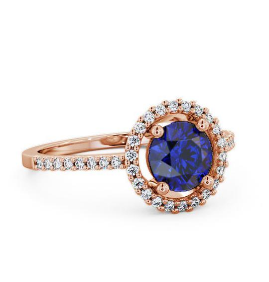 Halo Blue Sapphire and Diamond 1.20ct Ring 9K Rose Gold GEM7_RG_BS_THUMB1