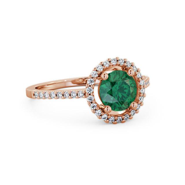 Halo Emerald and Diamond 0.95ct Ring 18K Rose Gold - Karely GEM7_RG_EM_HAND