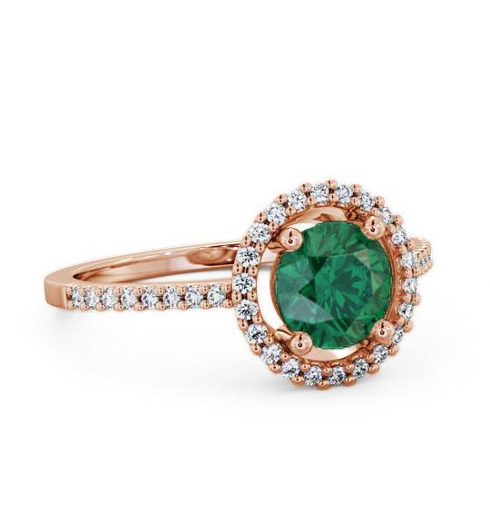 Halo Emerald and Diamond 0.95ct Ring 18K Rose Gold GEM7_RG_EM_THUMB1