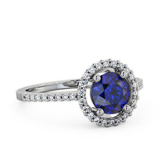 Halo Blue Sapphire and Diamond 1.20ct Ring 18K White Gold GEM7_WG_BS_THUMB1