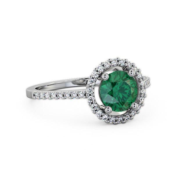 Halo Emerald and Diamond 0.95ct Ring 18K White Gold - Karely GEM7_WG_EM_HAND
