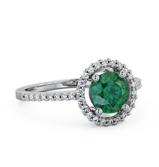 Halo Emerald and Diamond 0.95ct Ring 18K White Gold GEM7_WG_EM_THUMB1