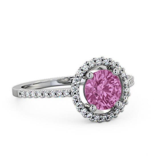 Halo Pink Sapphire and Diamond 1.20ct Ring 18K White Gold GEM7_WG_PS_THUMB1