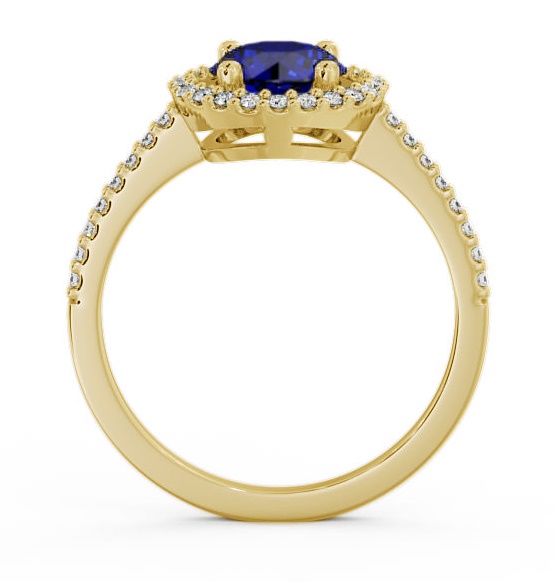 Halo Blue Sapphire and Diamond 1.20ct Ring 9K Yellow Gold GEM7_YG_BS_THUMB1 