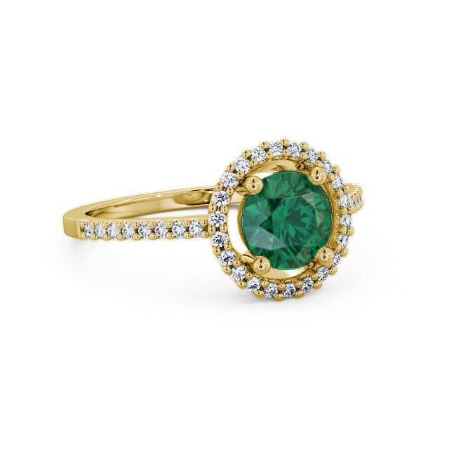 Halo Emerald and Diamond 0.95ct Ring 9K Yellow Gold - Karely GEM7_YG_EM_HAND