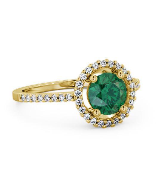 Halo Emerald and Diamond 0.95ct Ring 18K Yellow Gold GEM7_YG_EM_THUMB2 