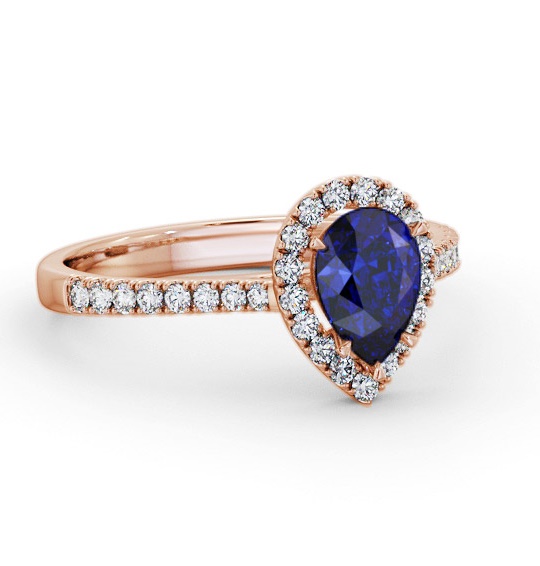 Halo Blue Sapphire and Diamond 1.20ct Ring 18K Rose Gold GEM80_RG_BS_THUMB1