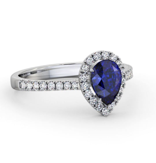 Halo Blue Sapphire and Diamond 1.20ct Ring 18K White Gold GEM80_WG_BS_THUMB2 
