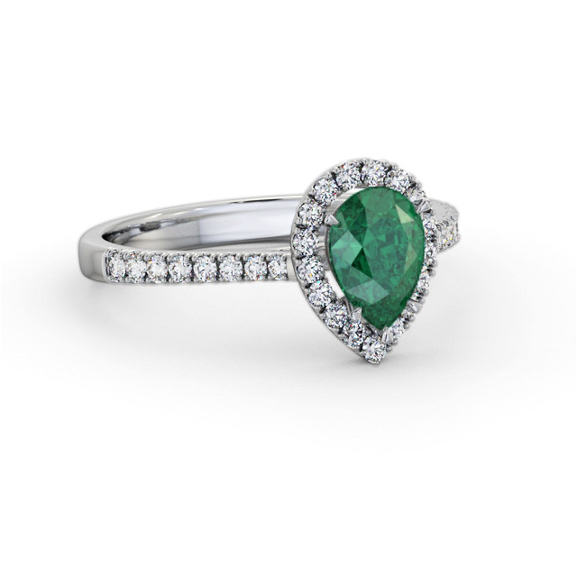Halo Emerald and Diamond 1.05ct Ring 18K White Gold - Danal GEM80_WG_EM_FLAT