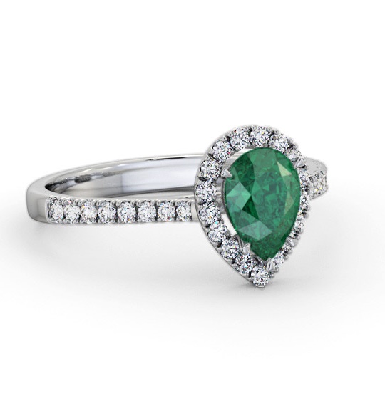 Halo Emerald and Diamond 1.05ct Ring 9K White Gold GEM80_WG_EM_THUMB1