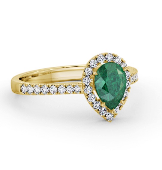 Halo Emerald and Diamond 1.05ct Ring 18K Yellow Gold GEM80_YG_EM_THUMB1