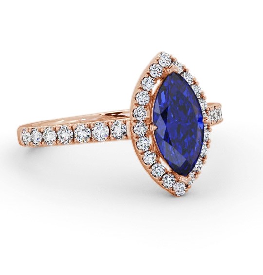 Halo Blue Sapphire and Diamond 1.05ct Ring 9K Rose Gold GEM81_RG_BS_THUMB1